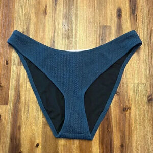 J. Crew NWT Navy Textured Curve Waist Cheeky Bikini Bottom Women’s Size L